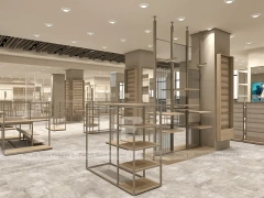 White Minimal Apparel Wall and Island Fixture Layout