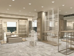 White Minimal Apparel Wall and Island Fixture Layout