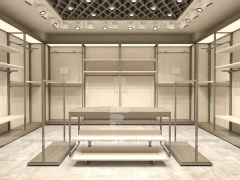 White Minimal Apparel Wall and Island Fixture Layout