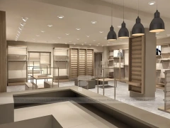 White Minimal Apparel Wall and Island Fixture Layout