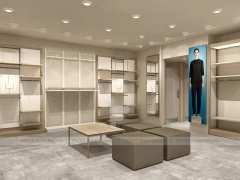 White Minimal Apparel Wall and Island Fixture Layout