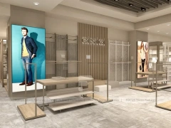 White Minimal Apparel Wall and Island Fixture Layout