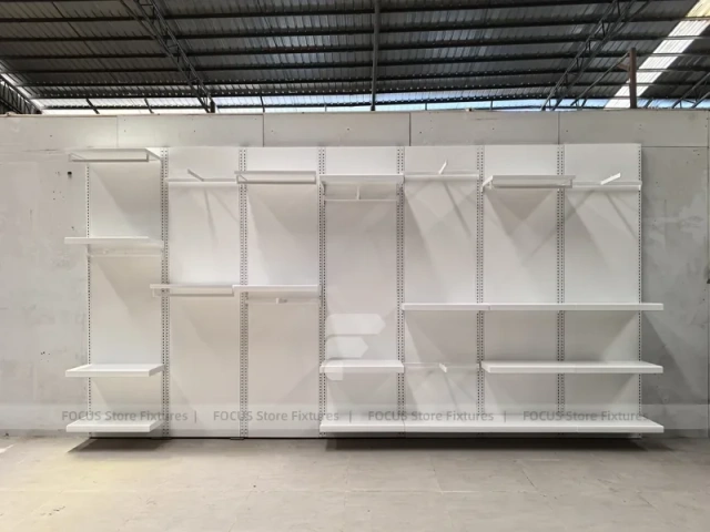White Modular Wall Shelving Display System