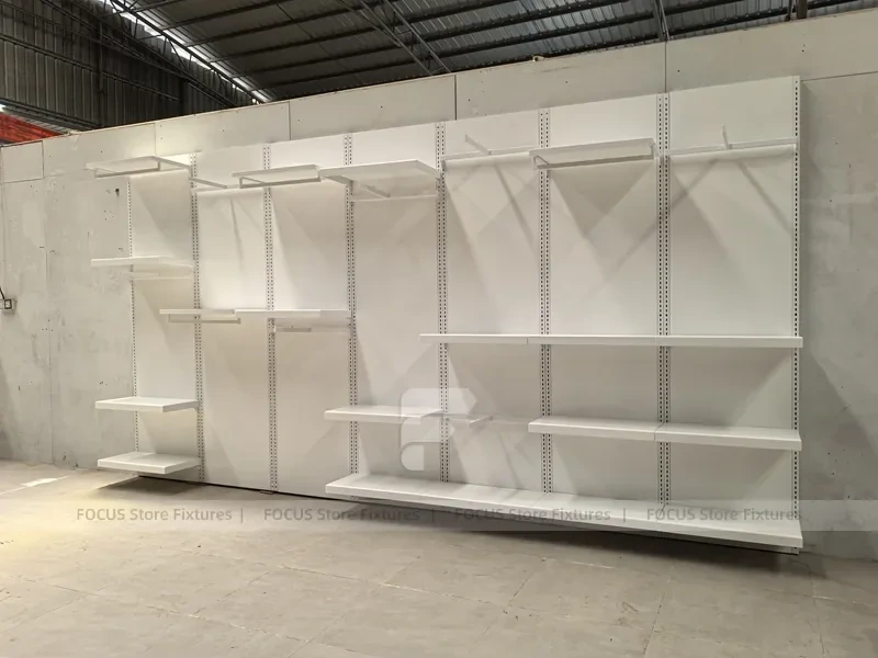 White Modular Wall Shelving Display System