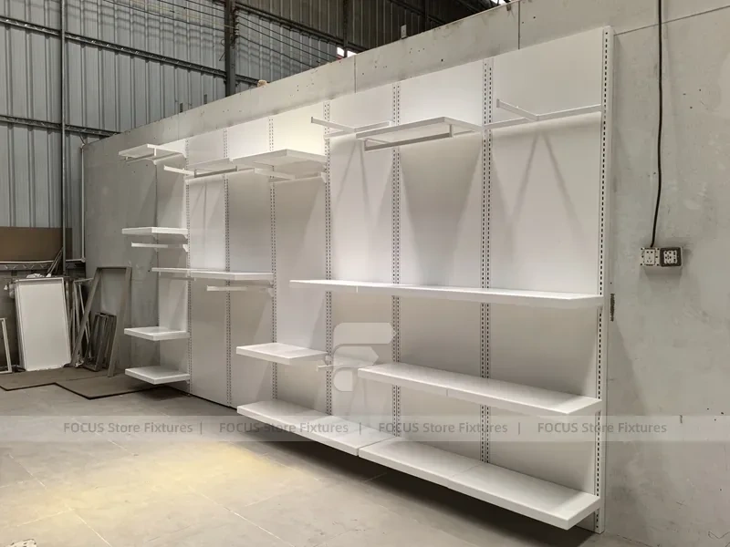 White Modular Wall Shelving Display System