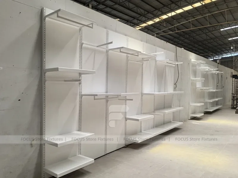 White Modular Wall Shelving Display System
