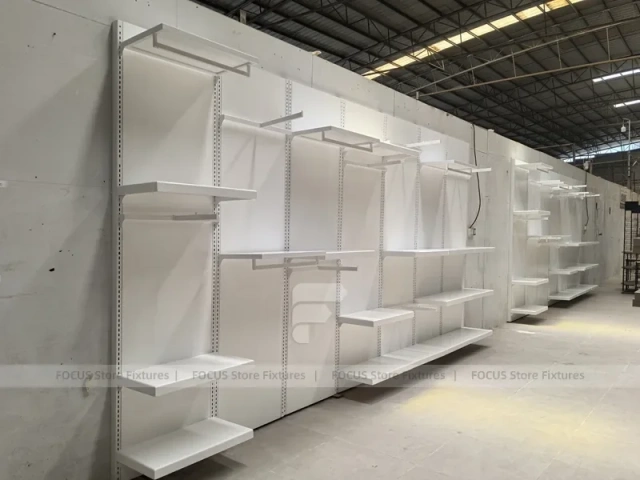 White Modular Wall Shelving Display System