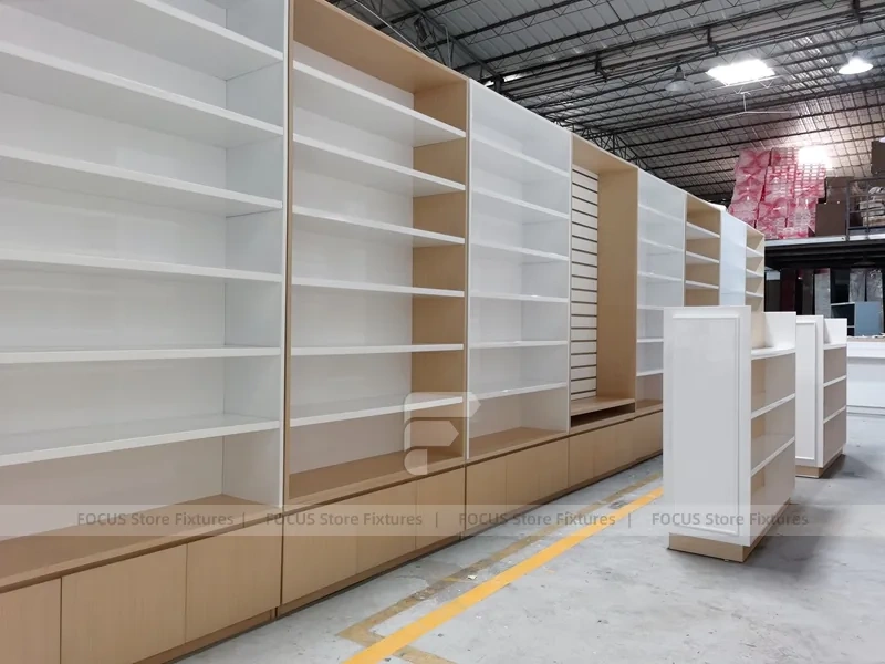 White Pharmacy Cashier Counter with Storage Drawers