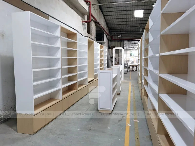 White Pharmacy Cashier Counter with Storage Drawers