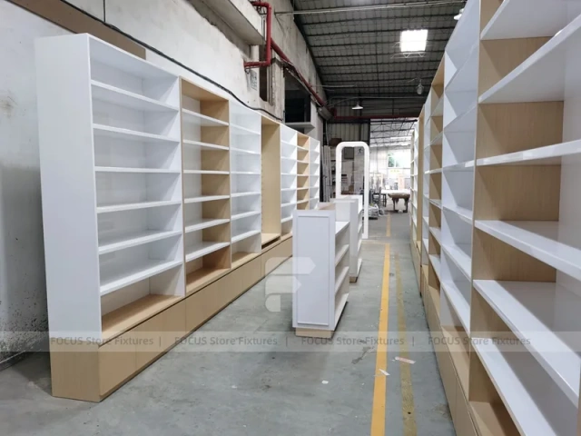 White Pharmacy Cashier Counter with Storage Drawers