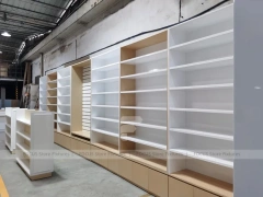 White Pharmacy Cashier Counter with Storage Drawers