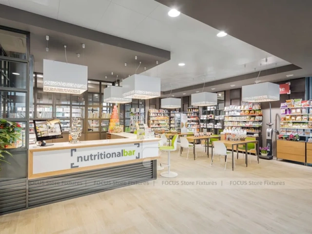 White Pharmacy Consultation Island with Glass Display Frame
