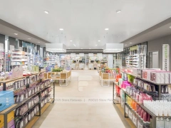 White Pharmacy Consultation Island with Glass Display Frame