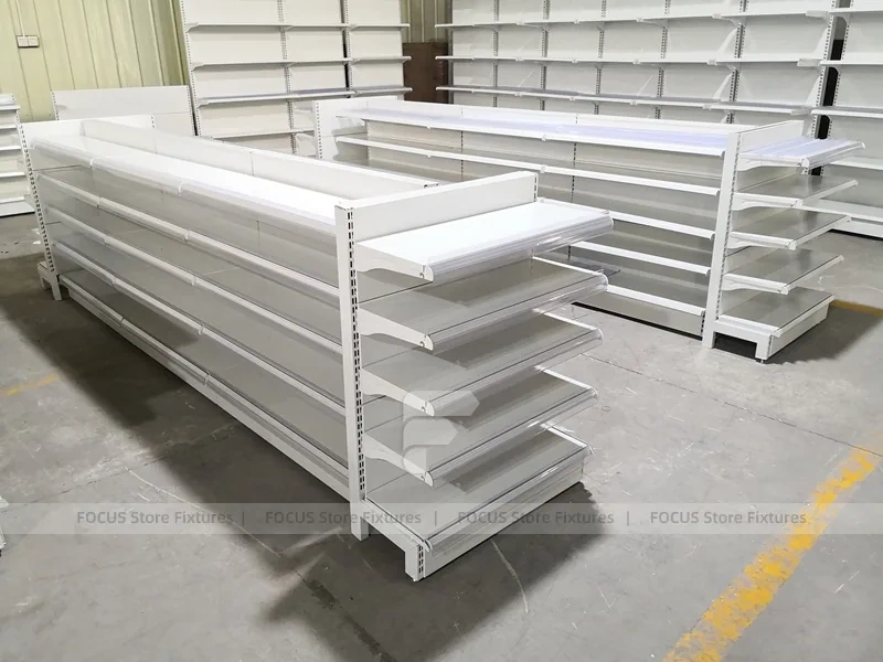 White Pharmacy Double Sided Gondola Fixture Set