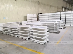 White Pharmacy Gondola and Wall Shelf Fixture Set
