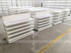 White Pharmacy Gondola and Wall Shelf Fixture Set