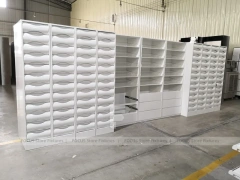 White Pharmacy Gondola and Wall Shelf Fixture Set