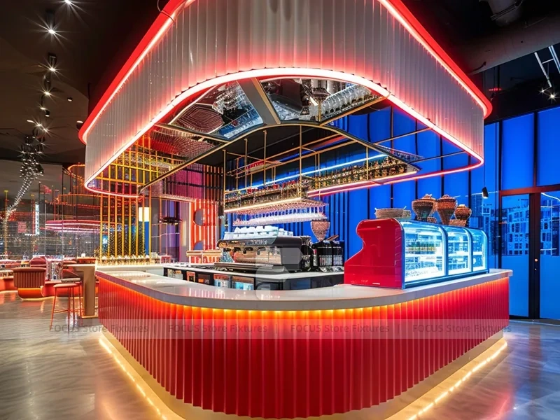 White Red Coffee Kiosk Model