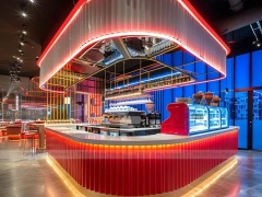 White Red Coffee Kiosk Model