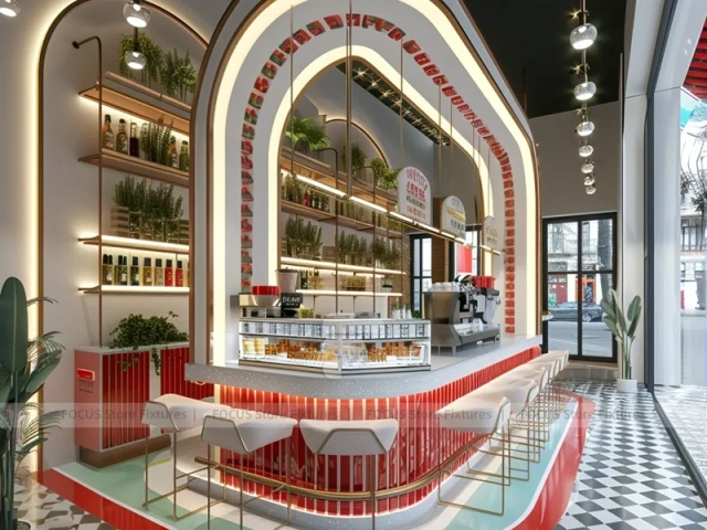 White Red Dessert Beverage Island Counter