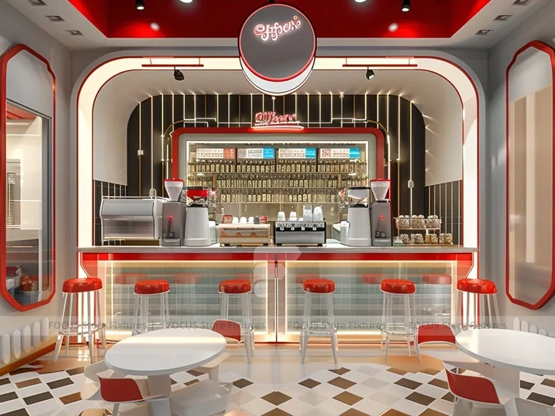 White Red Dessert Beverage Island Counter