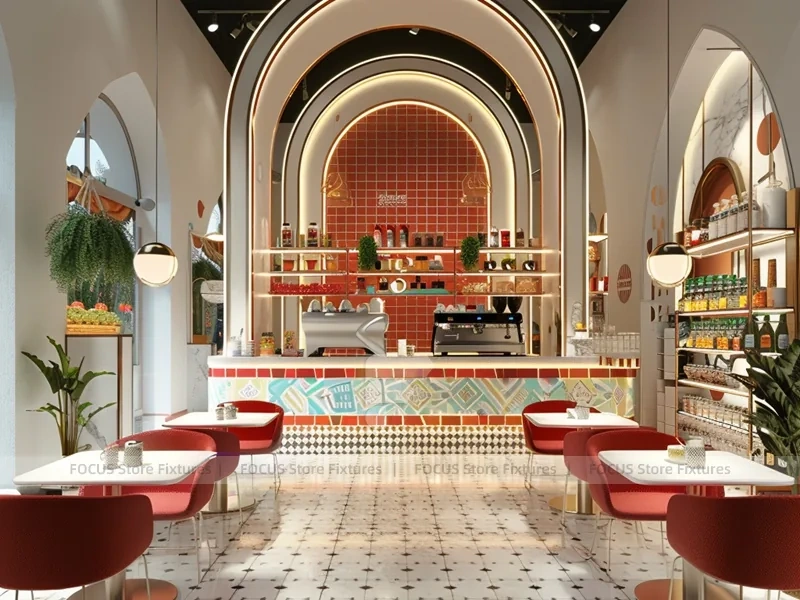 White Red Dessert Beverage Island Counter