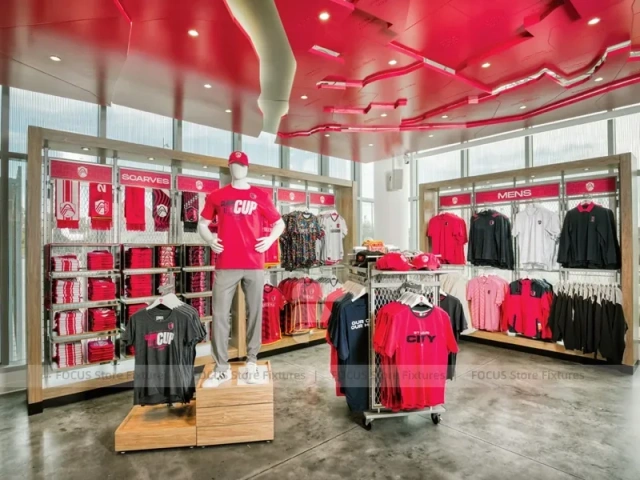 White Red Mens Sportswear Wall and Mannequin Display