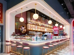 White Round Coffee Bar Kiosk