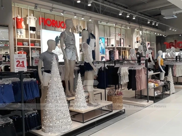 White Sportswear Mannequin Island and Wall Display