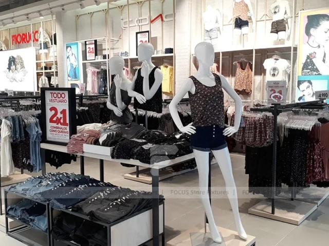 White Sportswear Mannequin Island and Wall Display