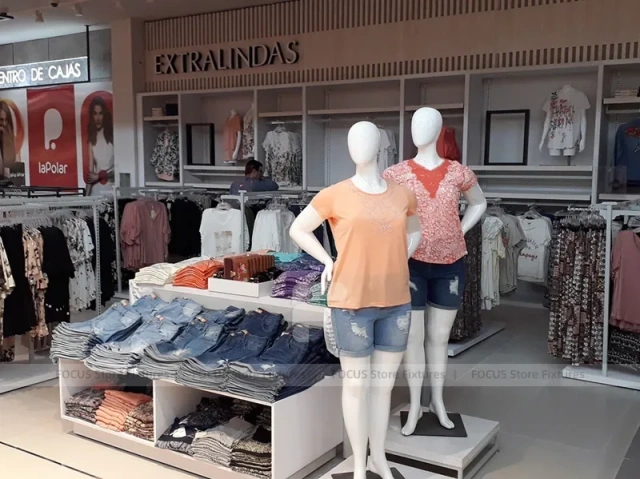 White Sportswear Mannequin Island and Wall Display