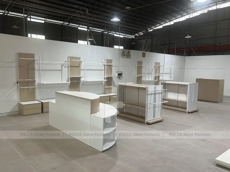 White Wall Shelving with Base Storage Drawers