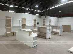 White Wall Shelving with Base Storage Drawers