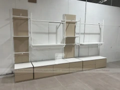 White Wall Shelving with Base Storage Drawers