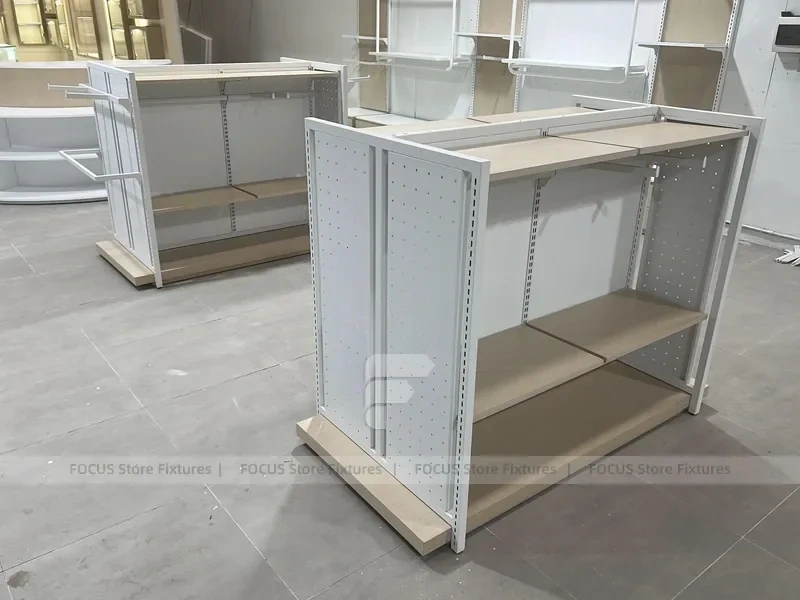 White Wall Shelving with Base Storage Drawers