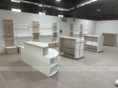 White Wall Shelving with Base Storage Drawers