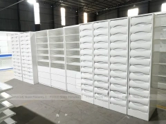 White Wave Front Pharmacy Shelving and Gondola Fixture Set
