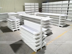 White Wave Front Pharmacy Shelving and Gondola Fixture Set