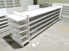 White Wave Front Pharmacy Shelving and Gondola Fixture Set