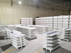 White Wave Front Pharmacy Shelving and Gondola Fixture Set