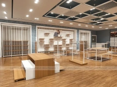 White Wood Apparel Store Empty Fixture Layout