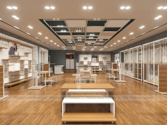 White Wood Apparel Store Empty Fixture Layout