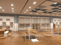White Wood Apparel Store Empty Fixture Layout