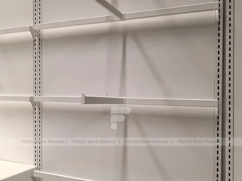 White Wood Slatwall Shelving Panel System