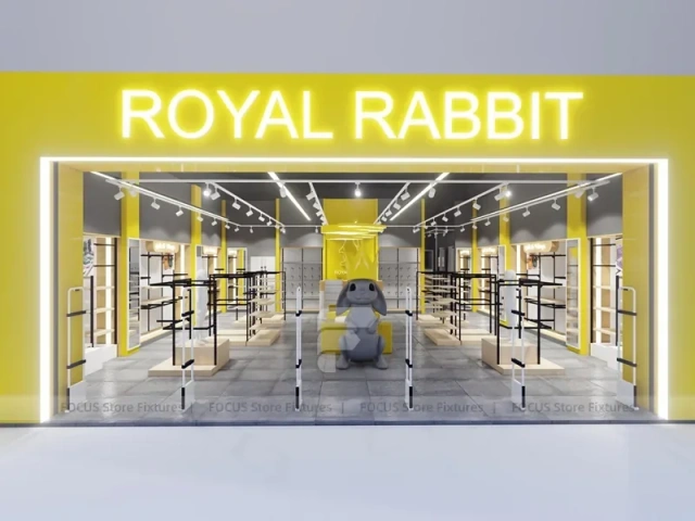 White Yellow Minimal Apparel Store Rack Layout
