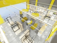 White Yellow Minimal Apparel Store Rack Layout