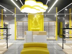 White Yellow Minimal Apparel Store Rack Layout