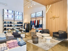 Wood Accent Apparel Lounge and Wall Display