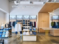 Wood Accent Apparel Lounge and Wall Display
