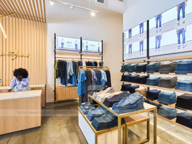 Wood Accent Apparel Lounge and Wall Display